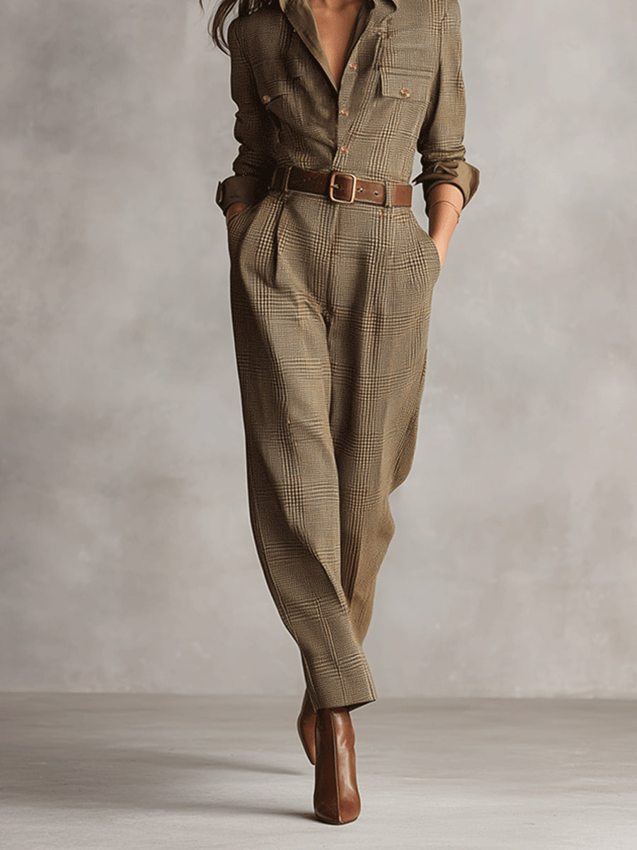 Celia Mono a Cuadros Con Detalles Elegantes