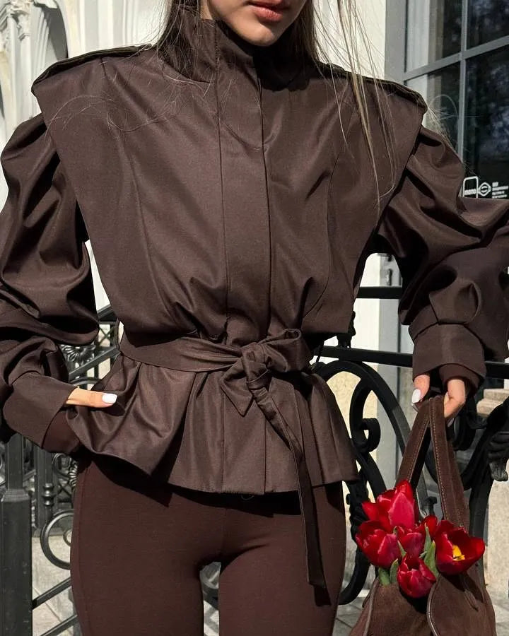 Chaqueta Trench Corta Para Mujer
