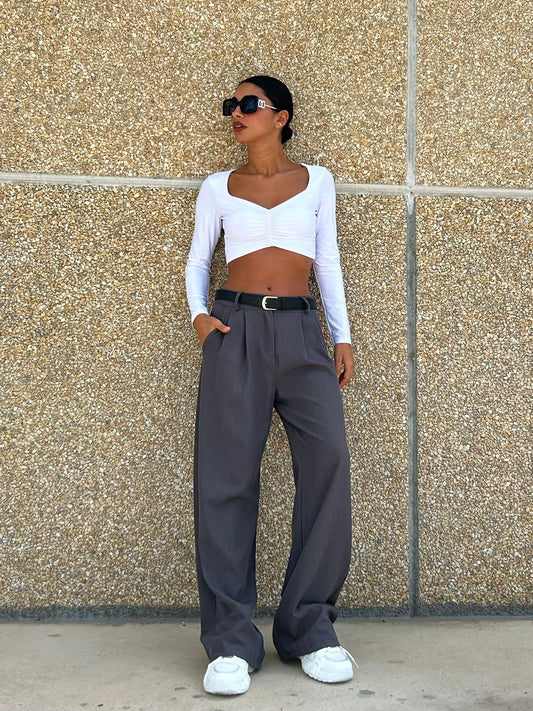 Francesca Pantalones De Cintura Alta y Pernera Ancha