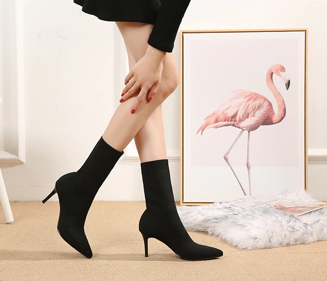 Zapatos De Tacón Altos De Punto Ava