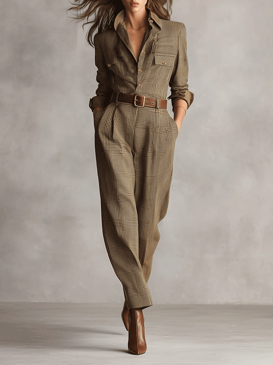 Celia Mono a Cuadros Con Detalles Elegantes