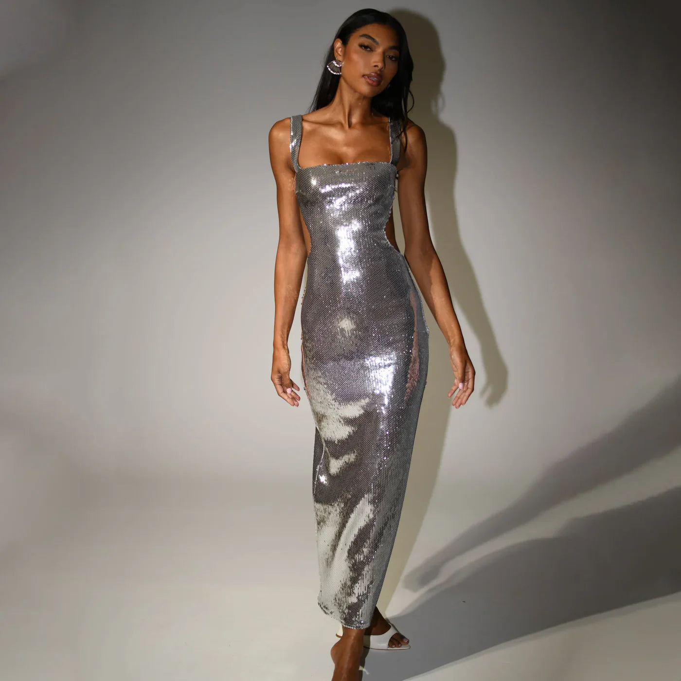 Vestido Plateado Brillante