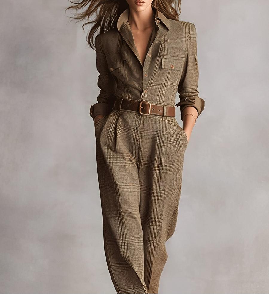Celia Mono a Cuadros Con Detalles Elegantes