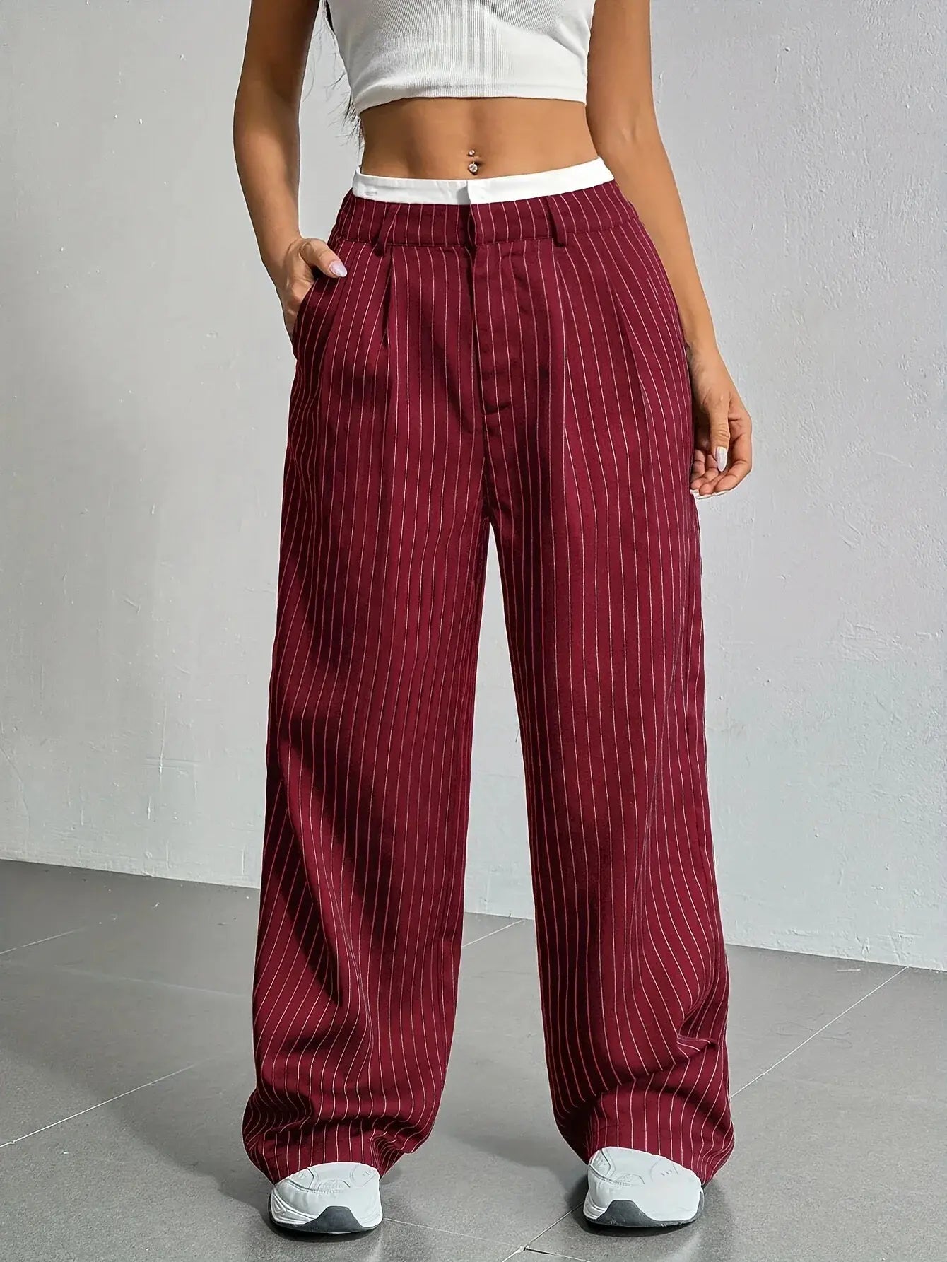Lauren Pantalones De Cintura Alta a Rayas