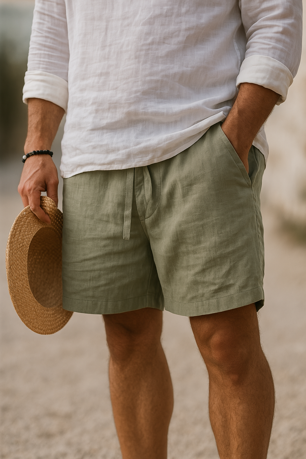 Giancarlo Pantalones Cortos De Lino Para Hombre