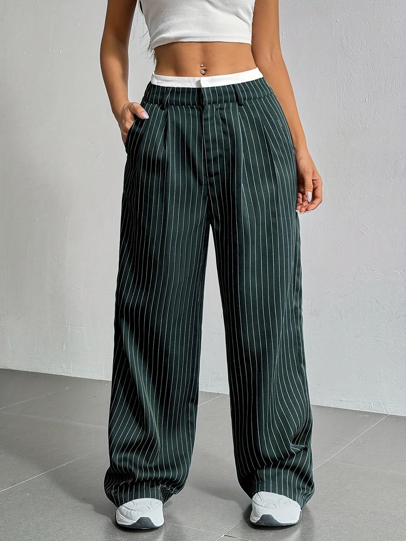 Lauren Pantalones De Cintura Alta a Rayas