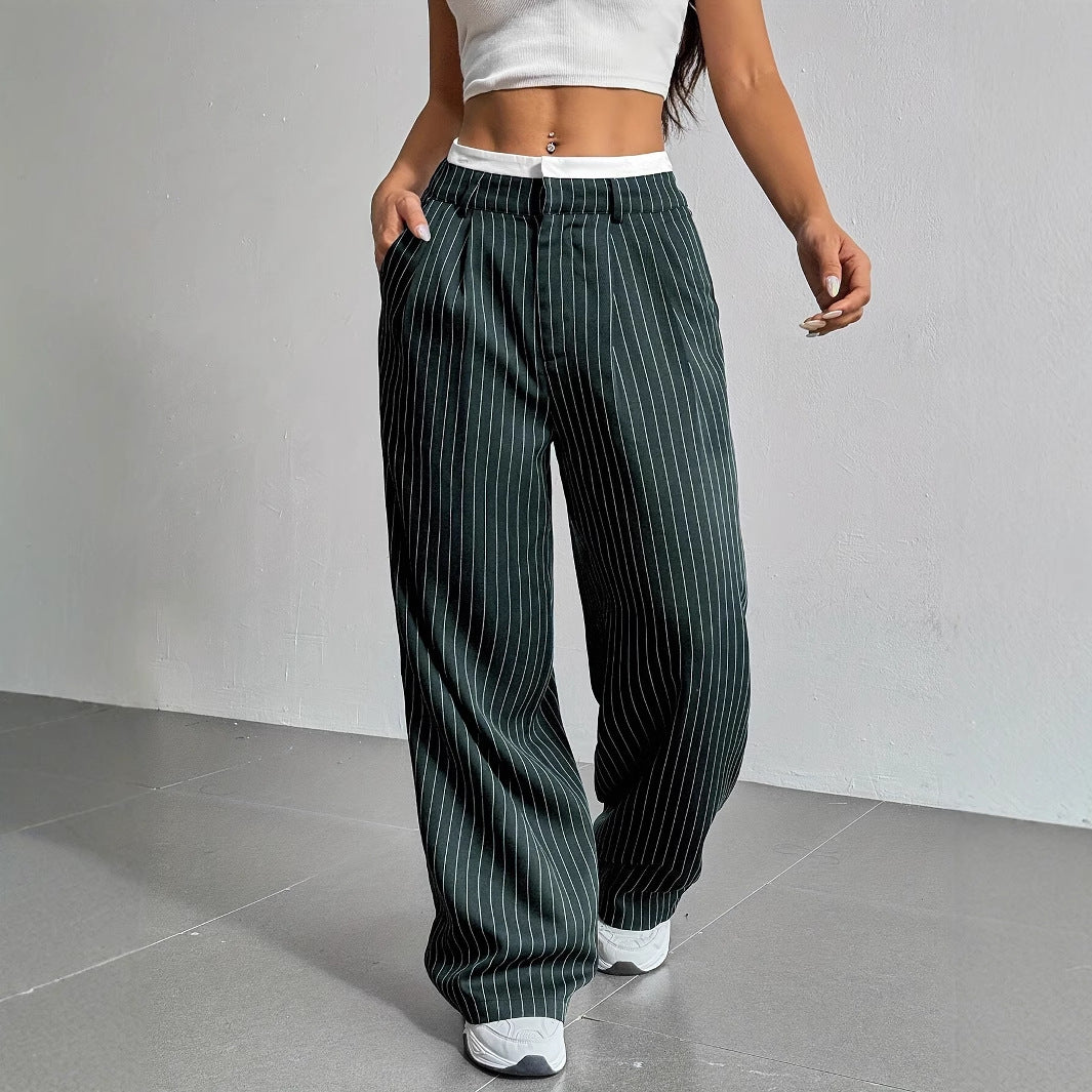 Lauren Pantalones De Cintura Alta a Rayas