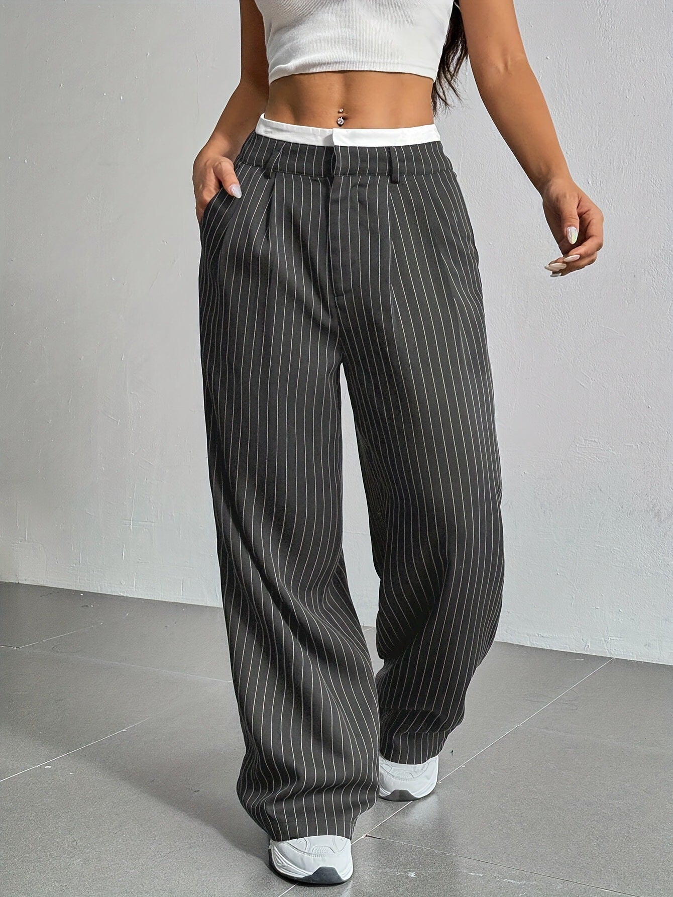 Lauren Pantalones De Cintura Alta a Rayas