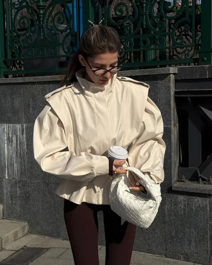 Chaqueta Trench Corta Para Mujer