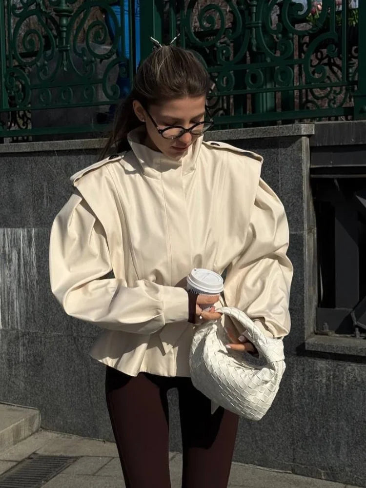Chaqueta Trench Corta Para Mujer