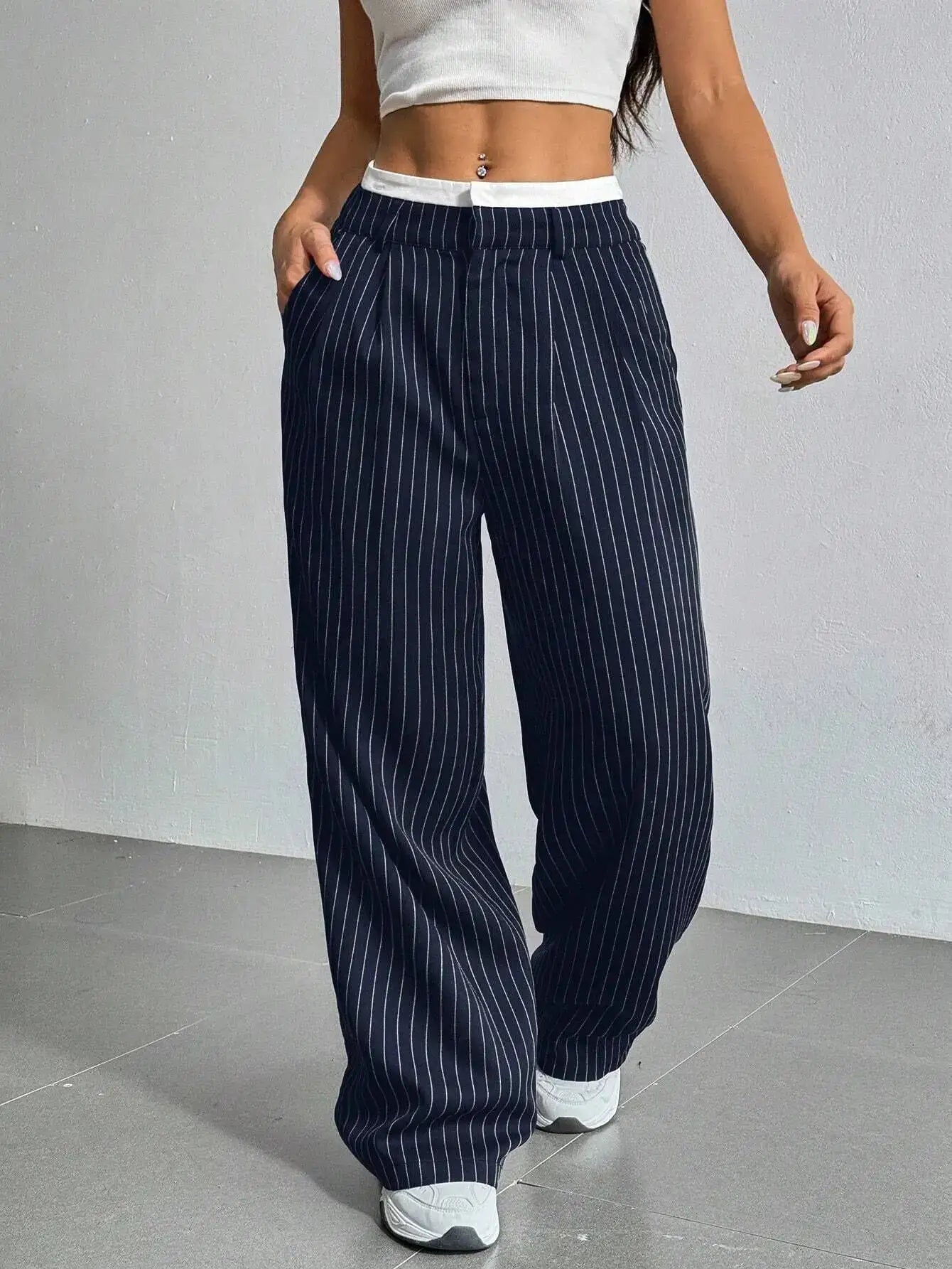 Lauren Pantalones De Cintura Alta a Rayas
