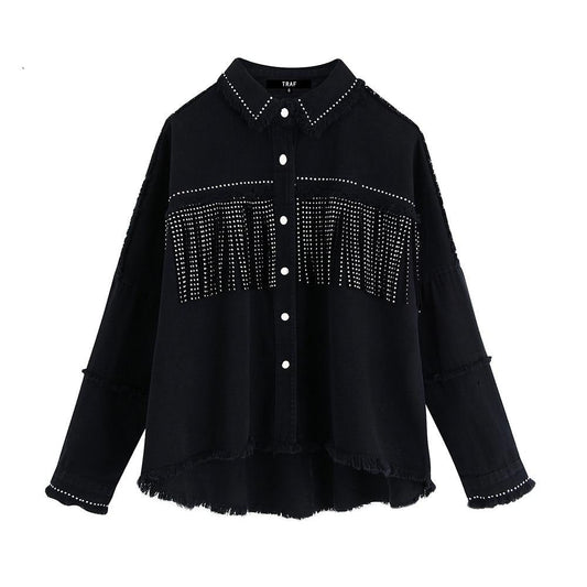 Chaqueta Vaquera Con Borlas y Abalorios