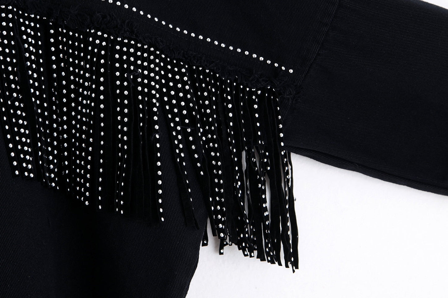 Chaqueta Vaquera Con Borlas y Abalorios